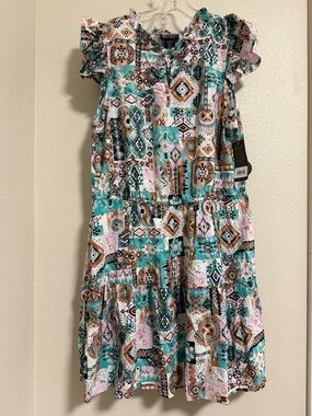 NWT Wrangler Retro Aztec Ruffle Sleeveless Dress